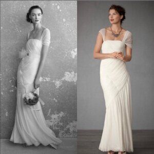 BHLDN Va Et Vien ‘Savoir Faire’ 2 Ivory Silk Chiffon Ruched Goddess-Style Gown